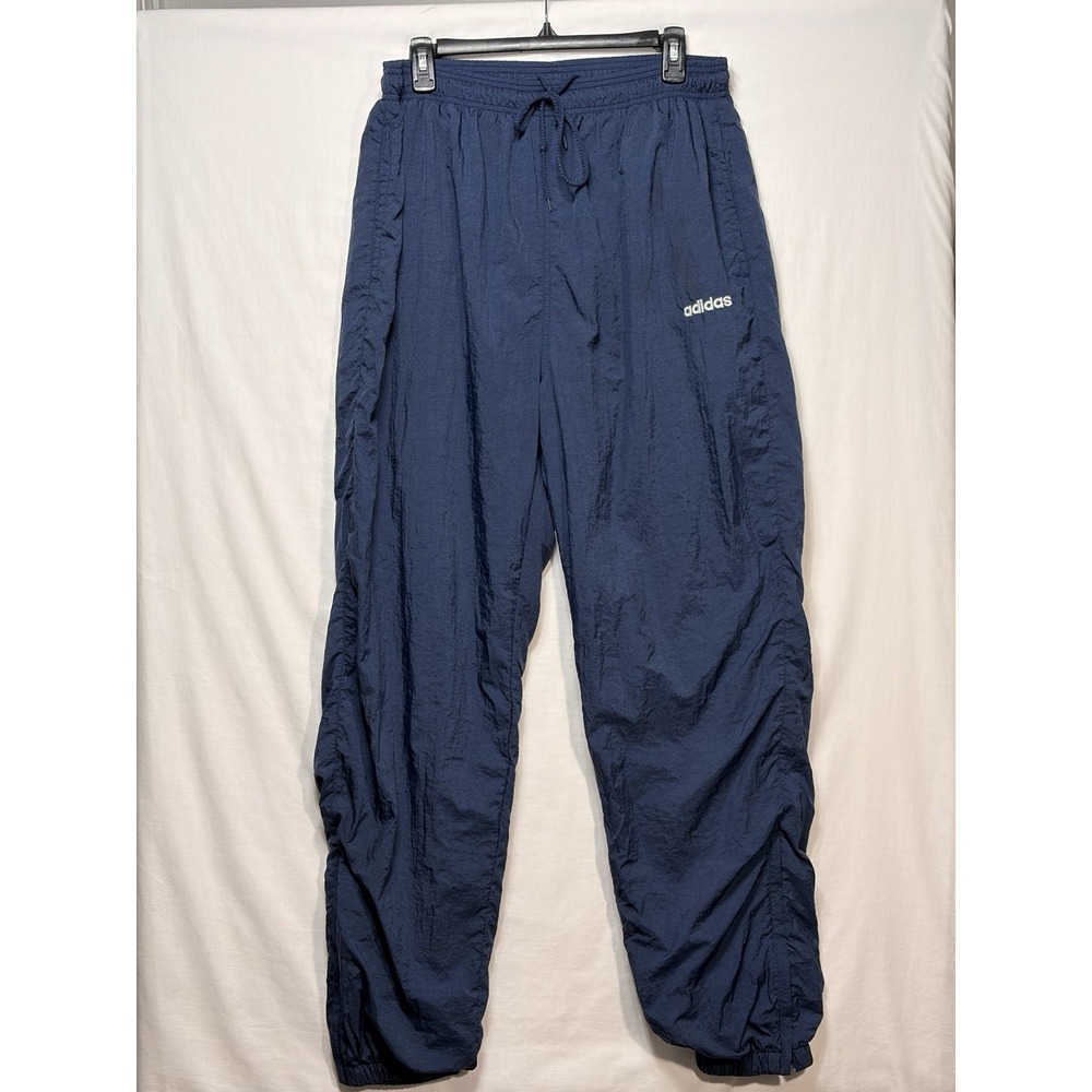 Vintage Adidas Navy Blue Nylon Jogger Track Pants Mens Large 90s Windbreaker